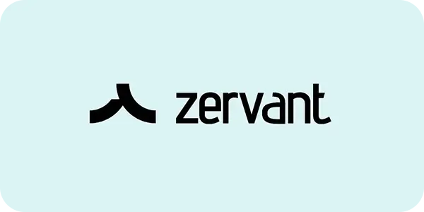 Logo du logiciel de devis facture zervant noir sur fond bleu clair