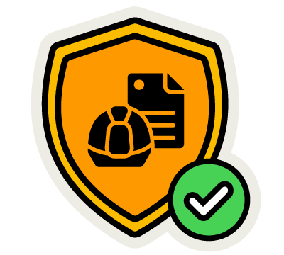 logo Batappli sur un bouclier orange avec un coche vlaide pour symboliser les securite et fiabilité du logiciel btp