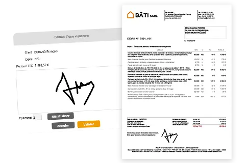 Signature électronique d’un devis Batappli sur smartphone ou tablette