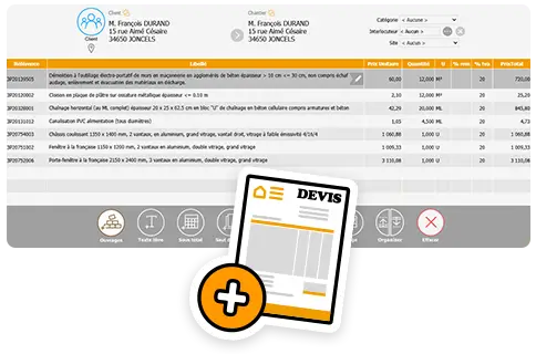 Interface Batappli création de devis rapide avec des modèles prêt à l'emploi