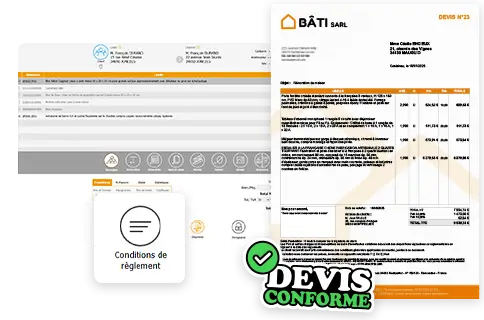 Interface Batappli d'ajout automatique des mentions légales pour faire un devis conforme dans le bâtiment