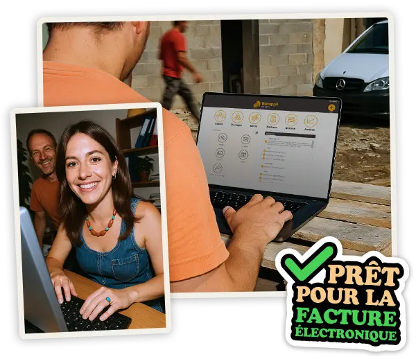 Un artisan bâtiment utilise Batappli sur son chantier et aussi au bureau avec sa collaboratrice pour la facturation de travaux