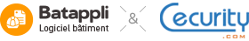 Logos des sociétés Batappli logiciel bâtiment et Cecurity.com côte à côte.