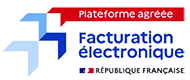 Logo indiquant une plateforme agréée pour la facturation électronique par la République Française.