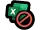 Icône du logiciel excel vert avec un cercle rouge interdit dessus.