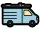 Camion de chantier bleu avec un conducteur, symbolisant un artisan gagnant du temps.