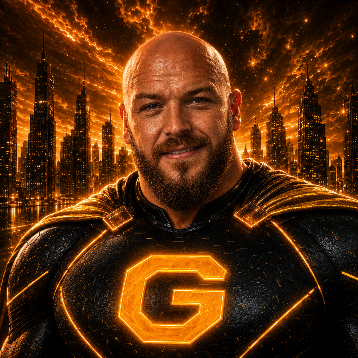 Greg Bateman as their Rituals for Performance superhero character