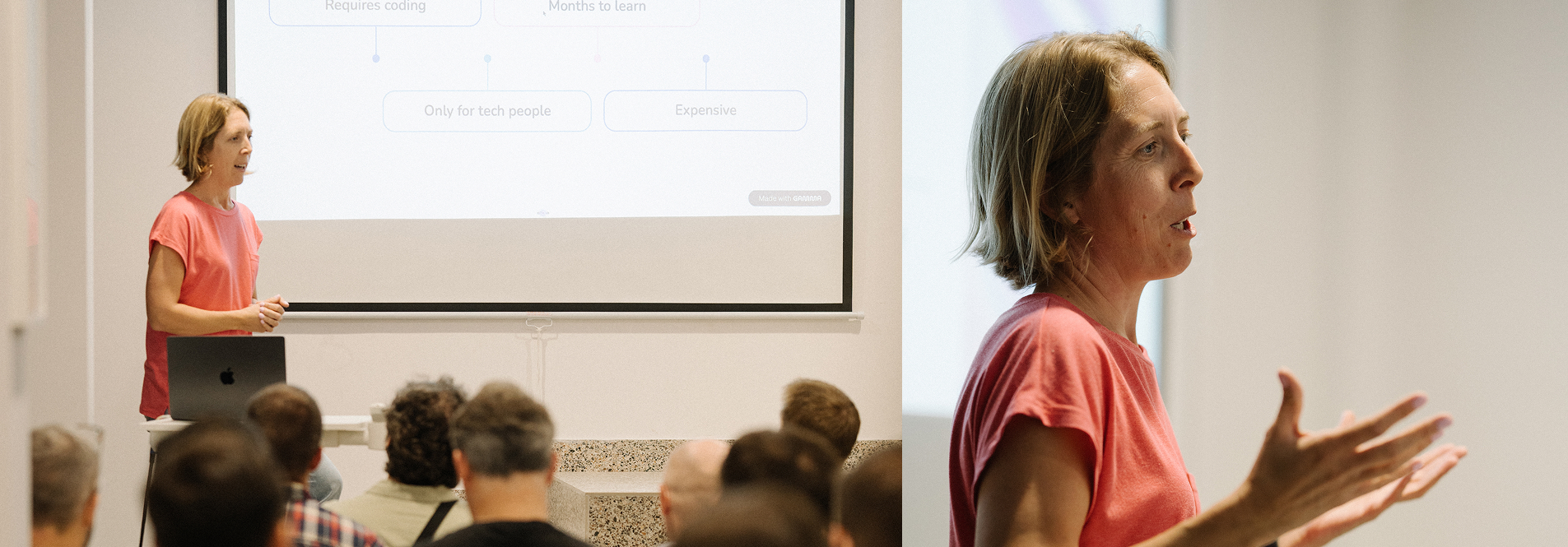 AI workshop facilitator presenting to a group