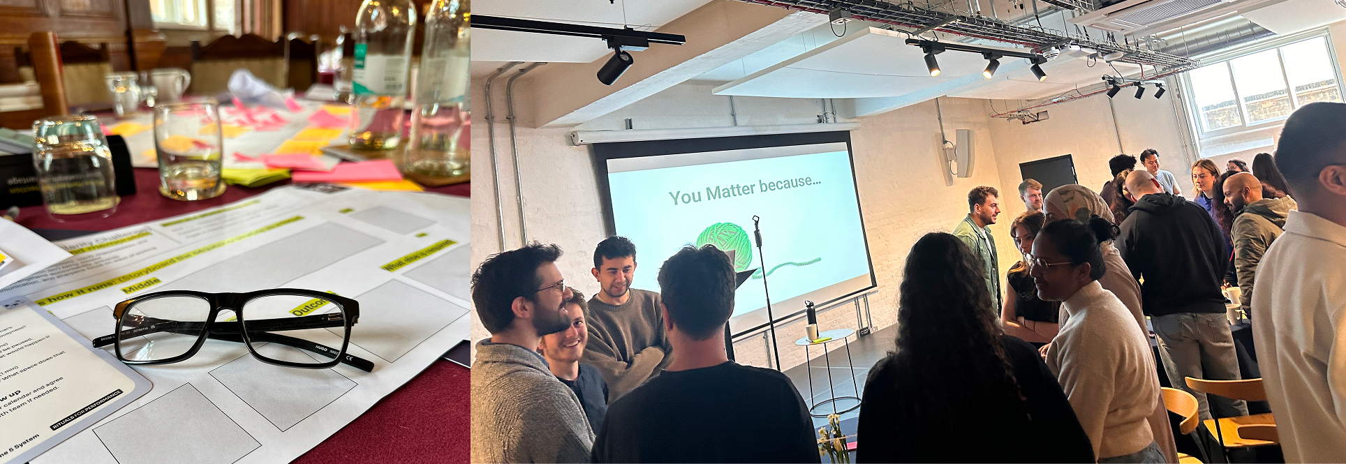 Participants collaborating during an AI workshop