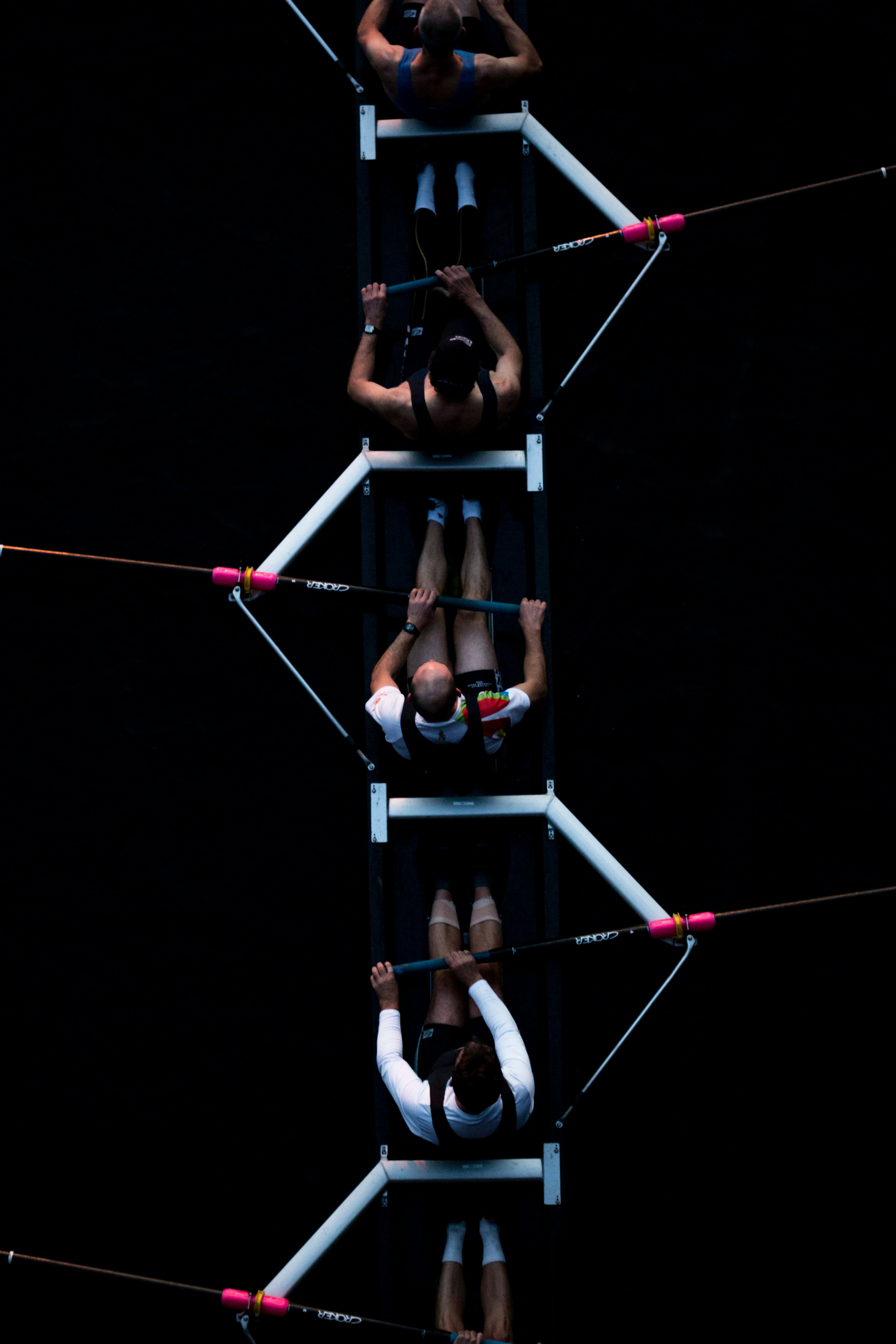 Rowing crew working in synchronisation on the water