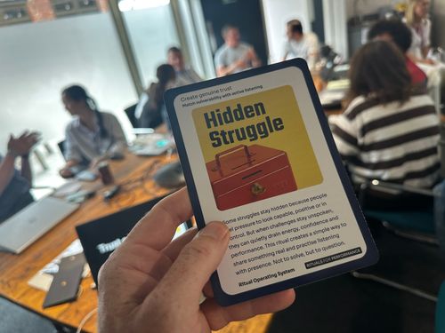 A Hidden Struggle Ritual card being used during a live team development session.