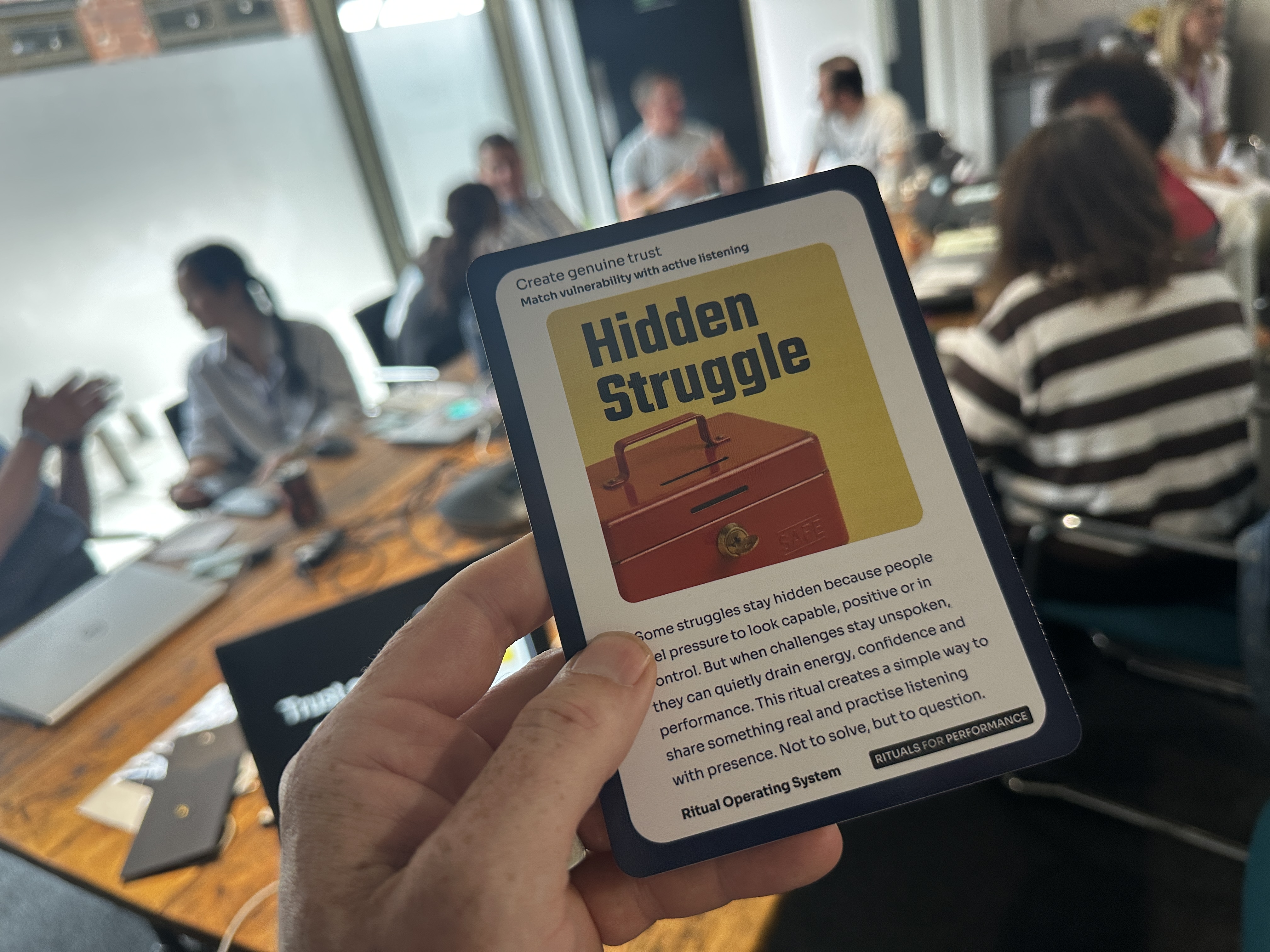 A Hidden Struggle Ritual card being used during a live team development session.