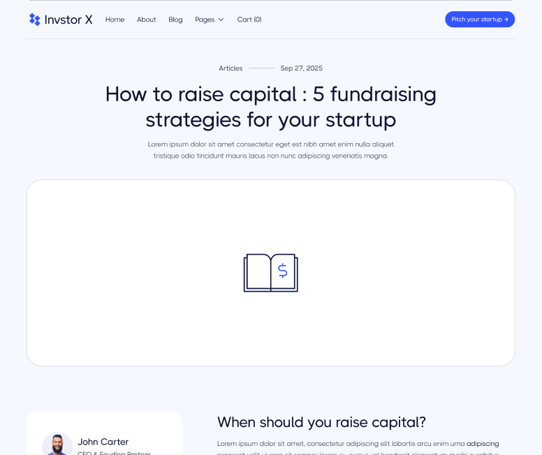 Invstor X - Blog Post Main Page - Investment Firm Webflow Template
