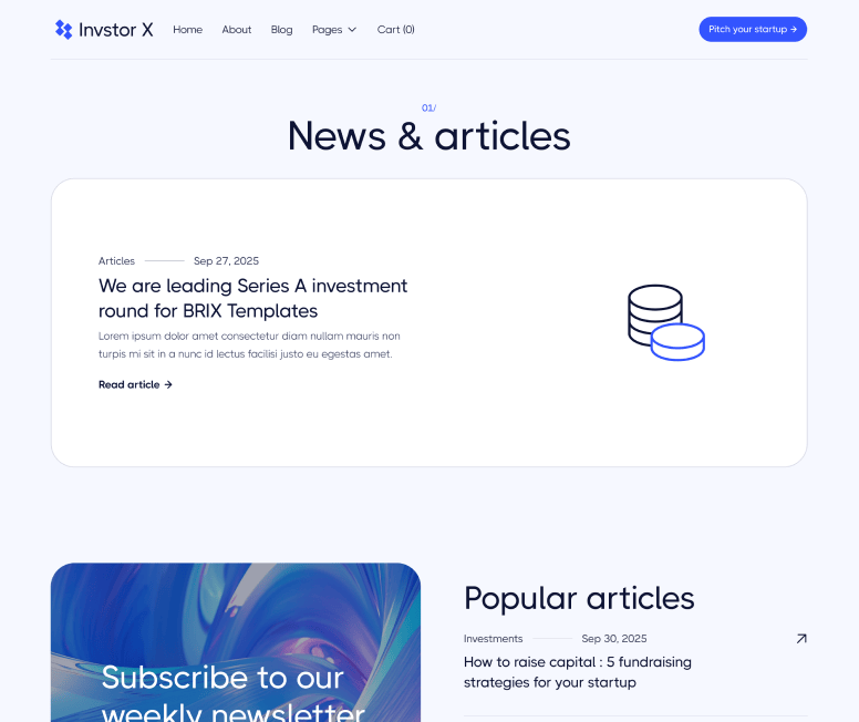 Invstor X - Blog V2 Main Page - Investment Firm Webflow Template