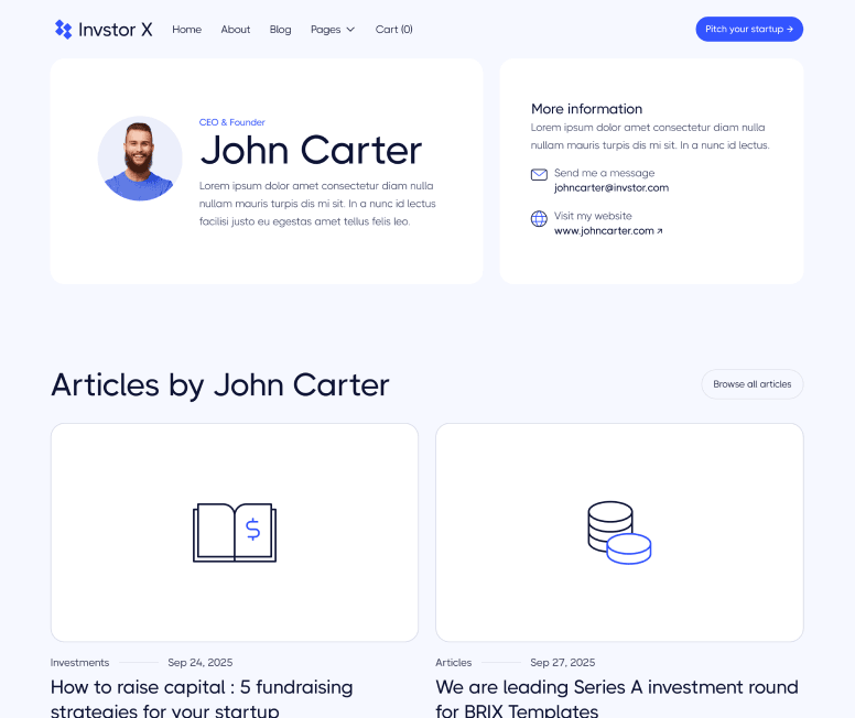 Invstor X - Investor Single Main Page - Investment Firm Webflow Template