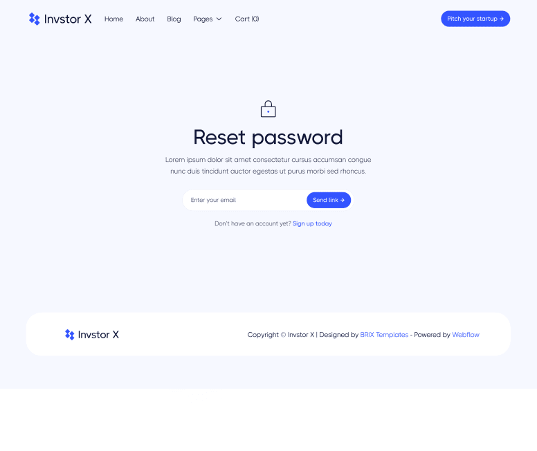 Invstor X - Reset Password Utility Page - Investment Firm Webflow Template