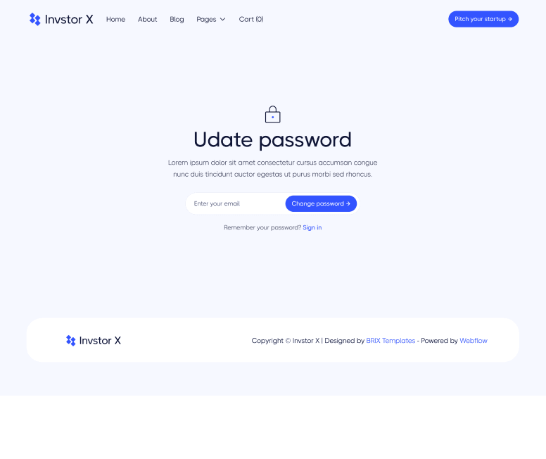 Invstor X - Update Password Utility Page - Investment Firm Webflow Template