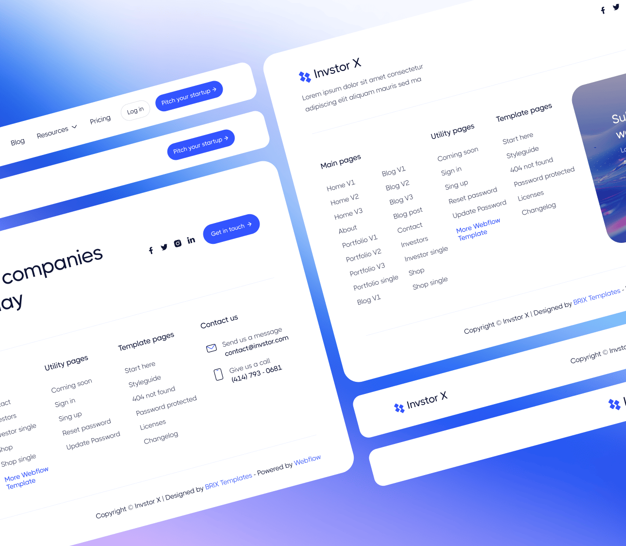 Invstor X - 3 Headers And Footers - Investment Firm Webflow Template