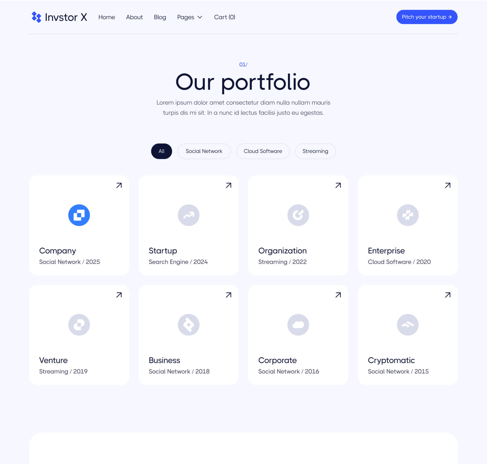 Invstor X - Portfolio V2 Page - Investment Firm Webflow Template
