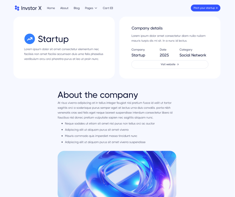 Invstor X - Portfolio Single Page - Investment Firm Webflow Template