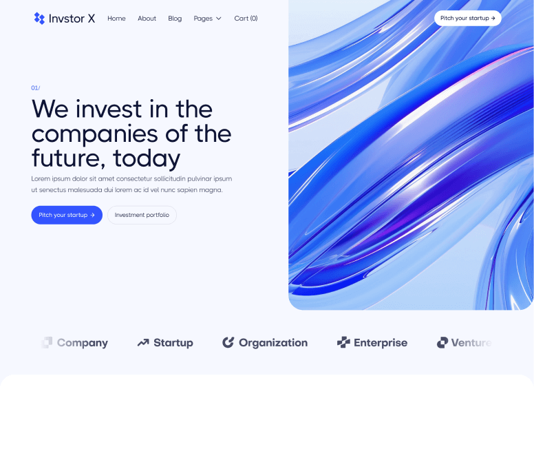 Invstor X - Home V1 Page - Investment Firm Webflow Template