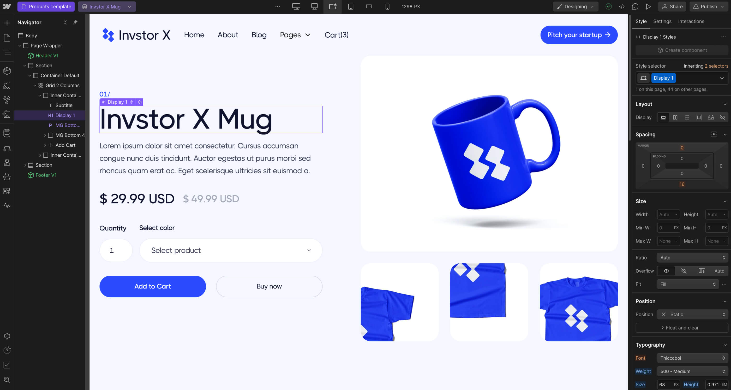 eCommerce Page - Invstor X Webflow Template
