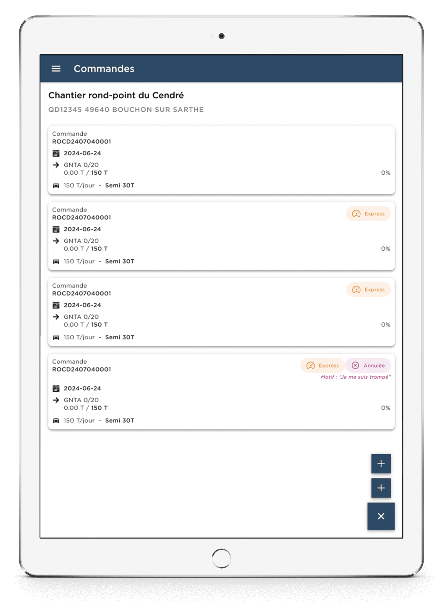 L'application mobile rockease sur une tablette