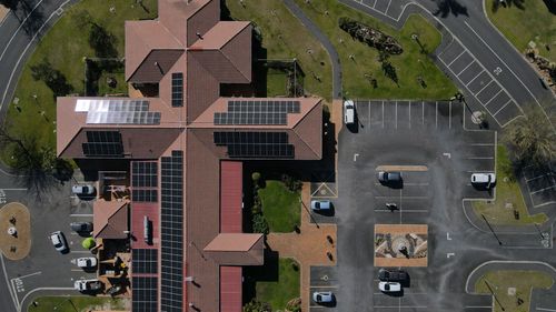 Aerial view of the Klaradyn Retirement Village rooftop solar installation, Cape Town