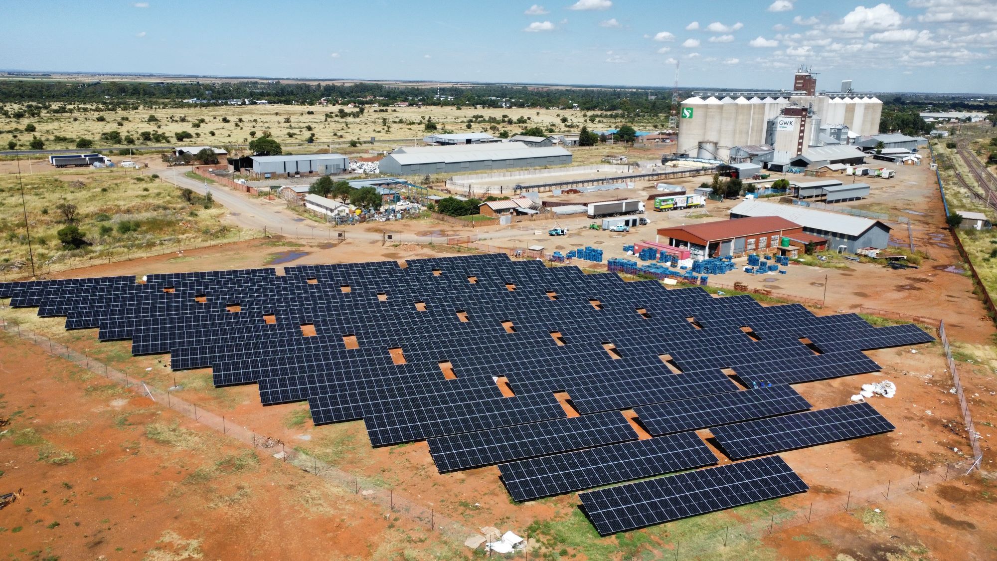 Ground-mounted solar array at GWK Farm Foods, Christiana