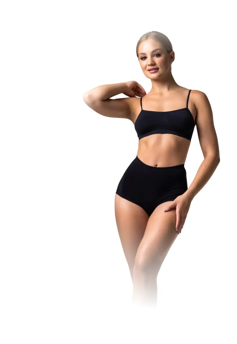Woman in black shapewear

