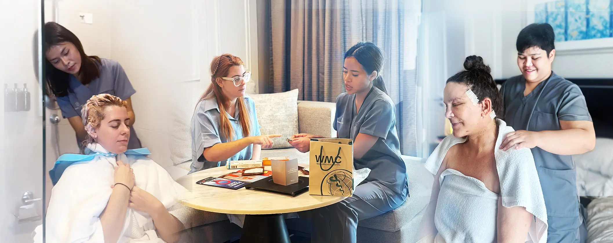 A Beauty Butler nurse visiting a patient in her Bangkok hotel suite