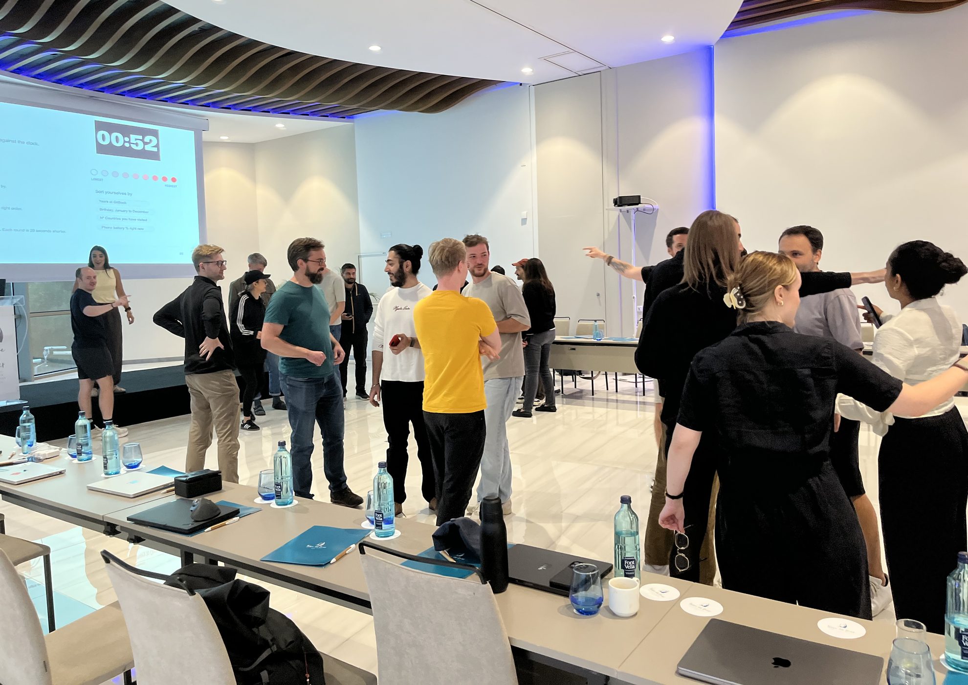 Icebreaker activity during GitBook's company retreat in Ibiza
