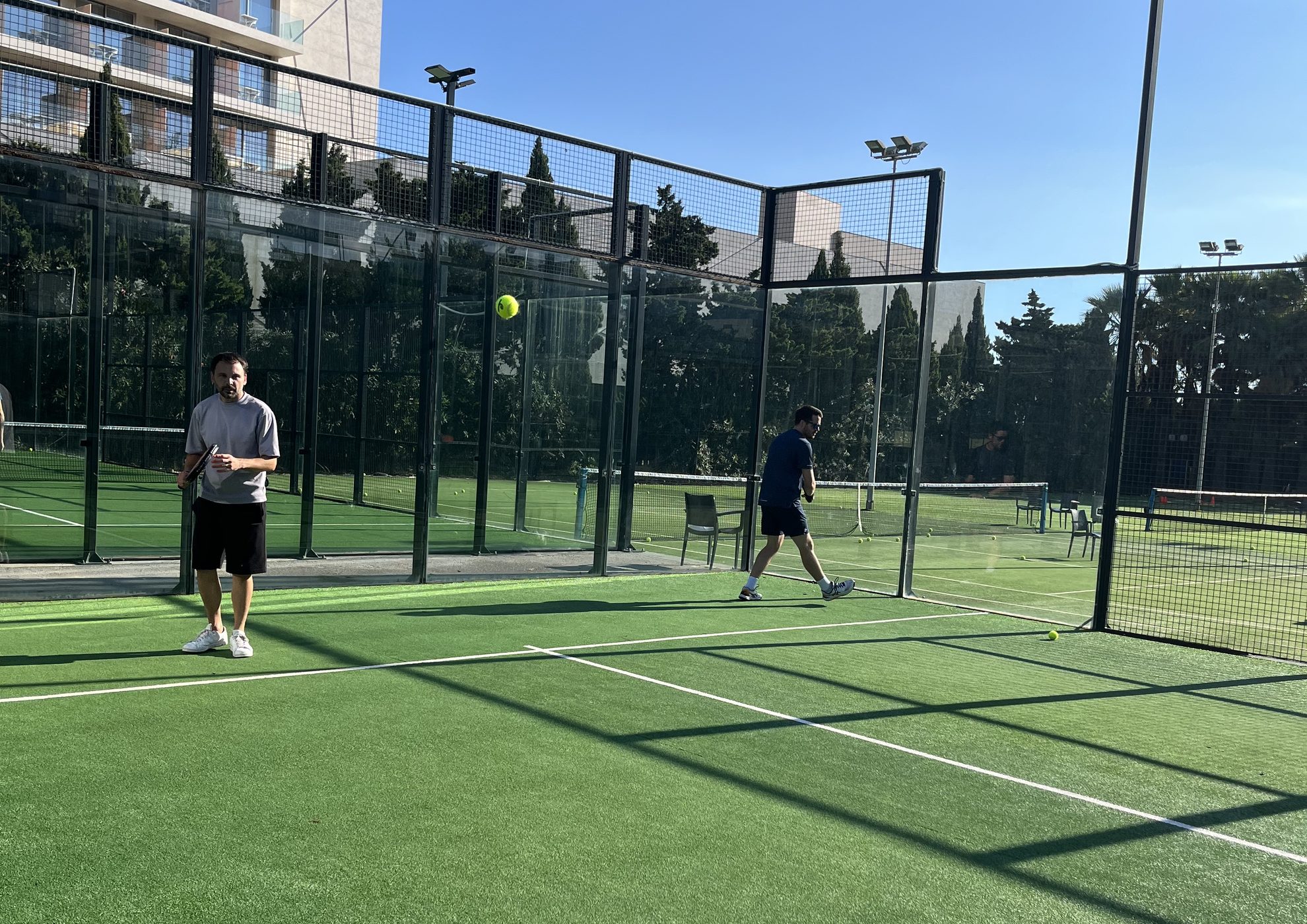 Padel game at Hotel Torre del Mar during the GitBook retreat