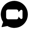 Graues Videosymbol mit Kamera in einem weißen Kreis mit gelbem Rand.