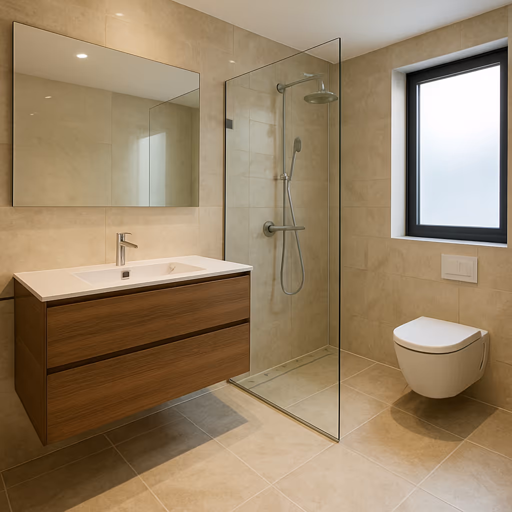 Ein modernes Badezimmer mit hochwertigen Materialien