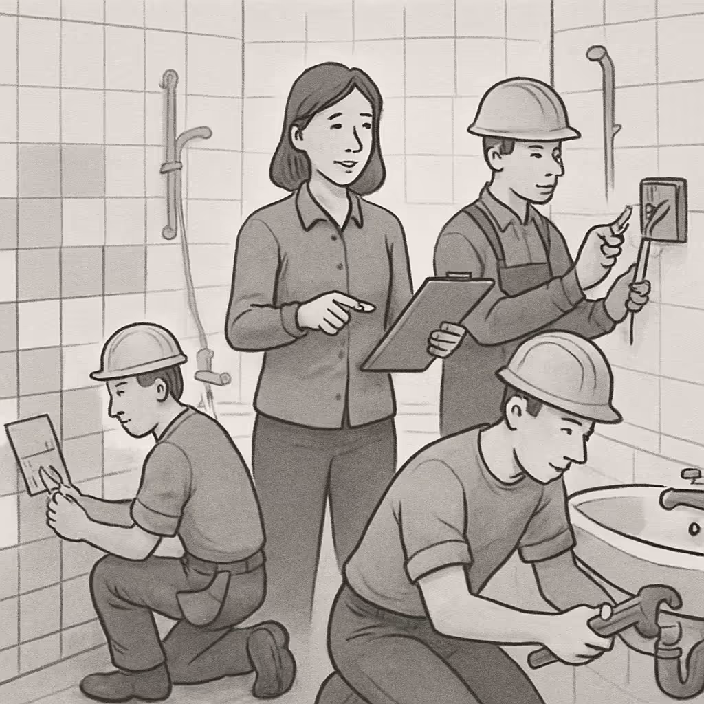 Koordination der Handwerksarbeiten im Bad