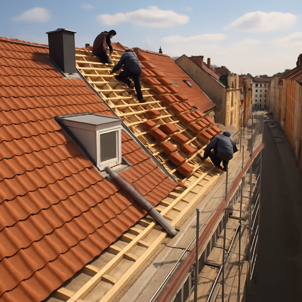 Dachsanierung in der Stadt