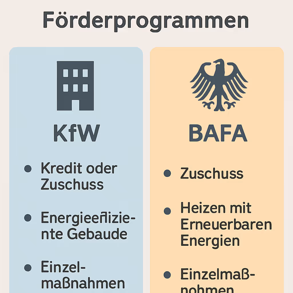 Vergleich von KfW und BAFA Förderprogrammen