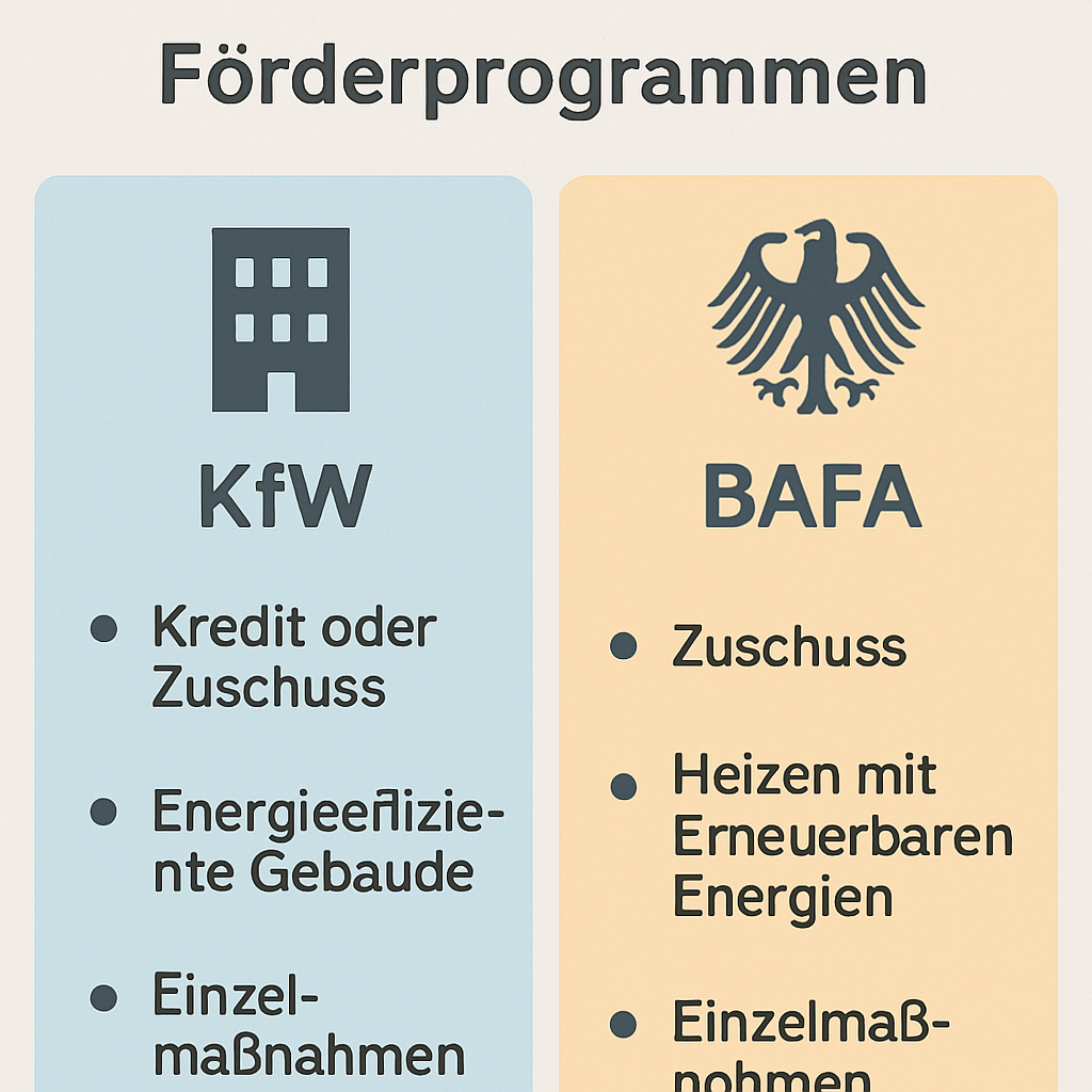 Vergleich von KfW und BAFA Förderprogrammen