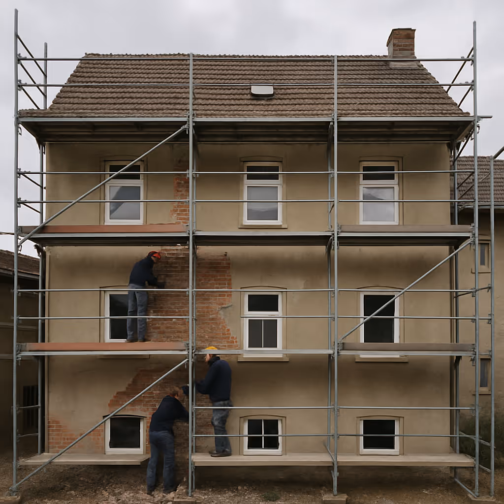 Sanierungsarbeiten an einem Wohnhaus