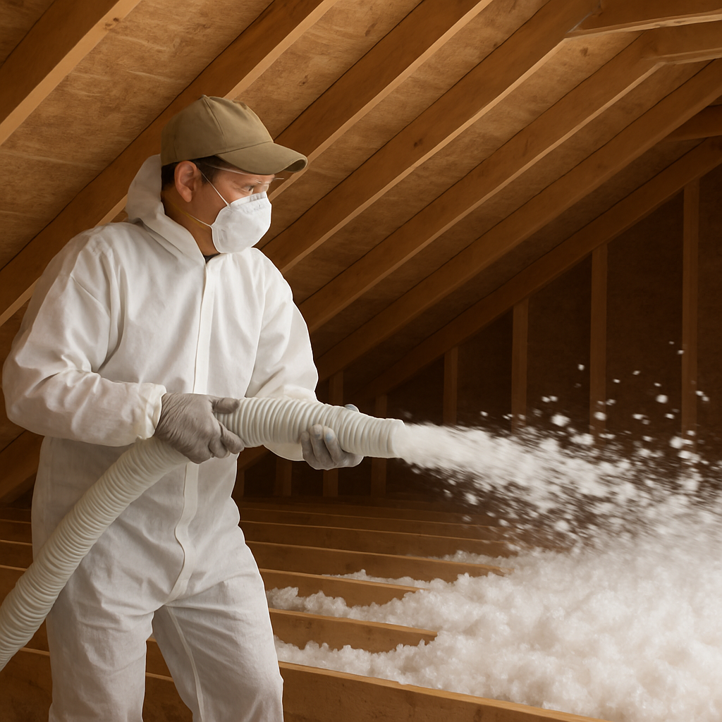 Image of an Attic Insulation Process