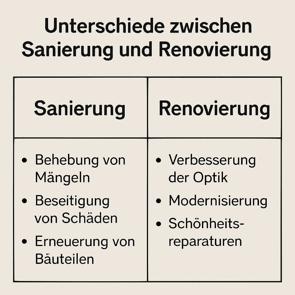 Unterschiede zwischen Sanierung und Renovierung