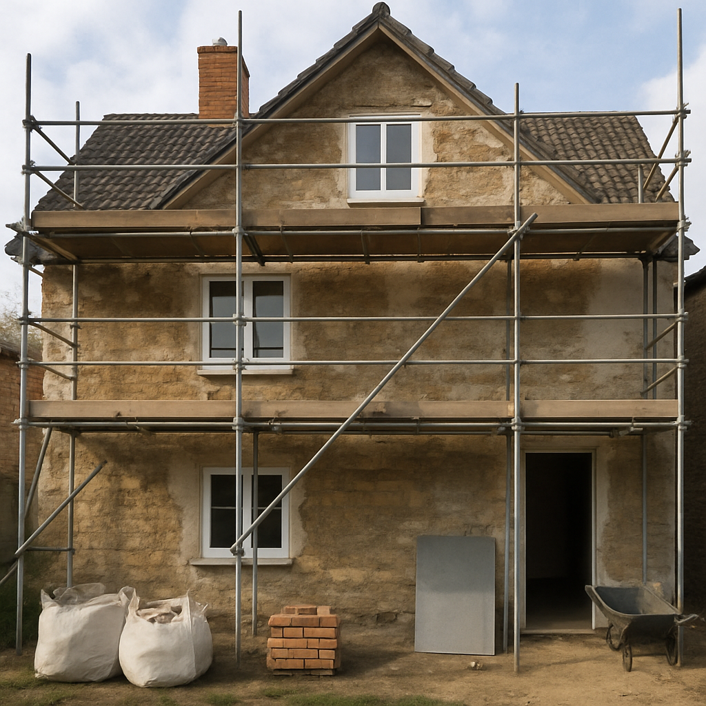 Sanierung eines Hauses im Fortschritt
