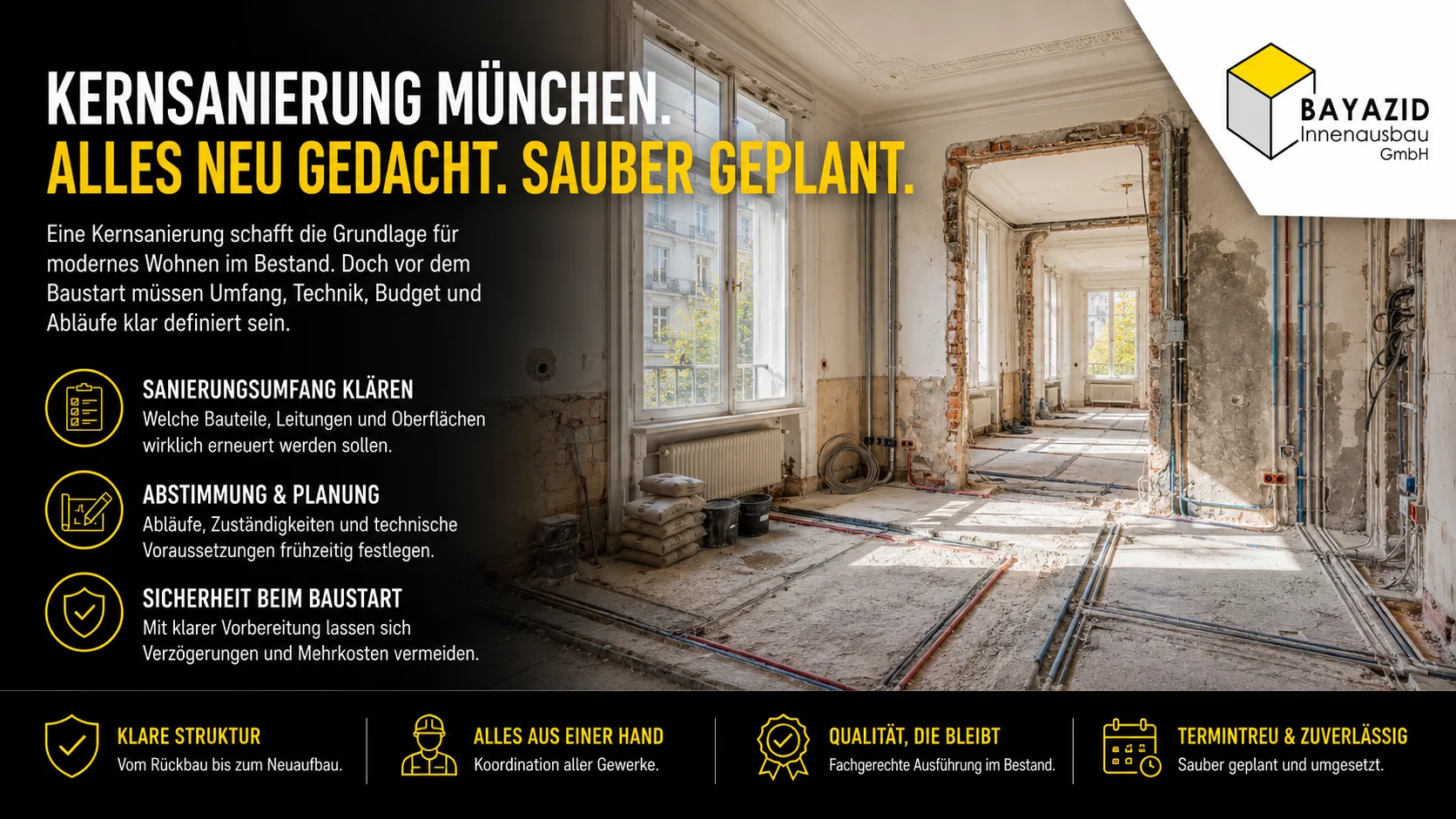 Kernsanierung in München planen: Welche Schritte vor Baustart geklärt sein müssen