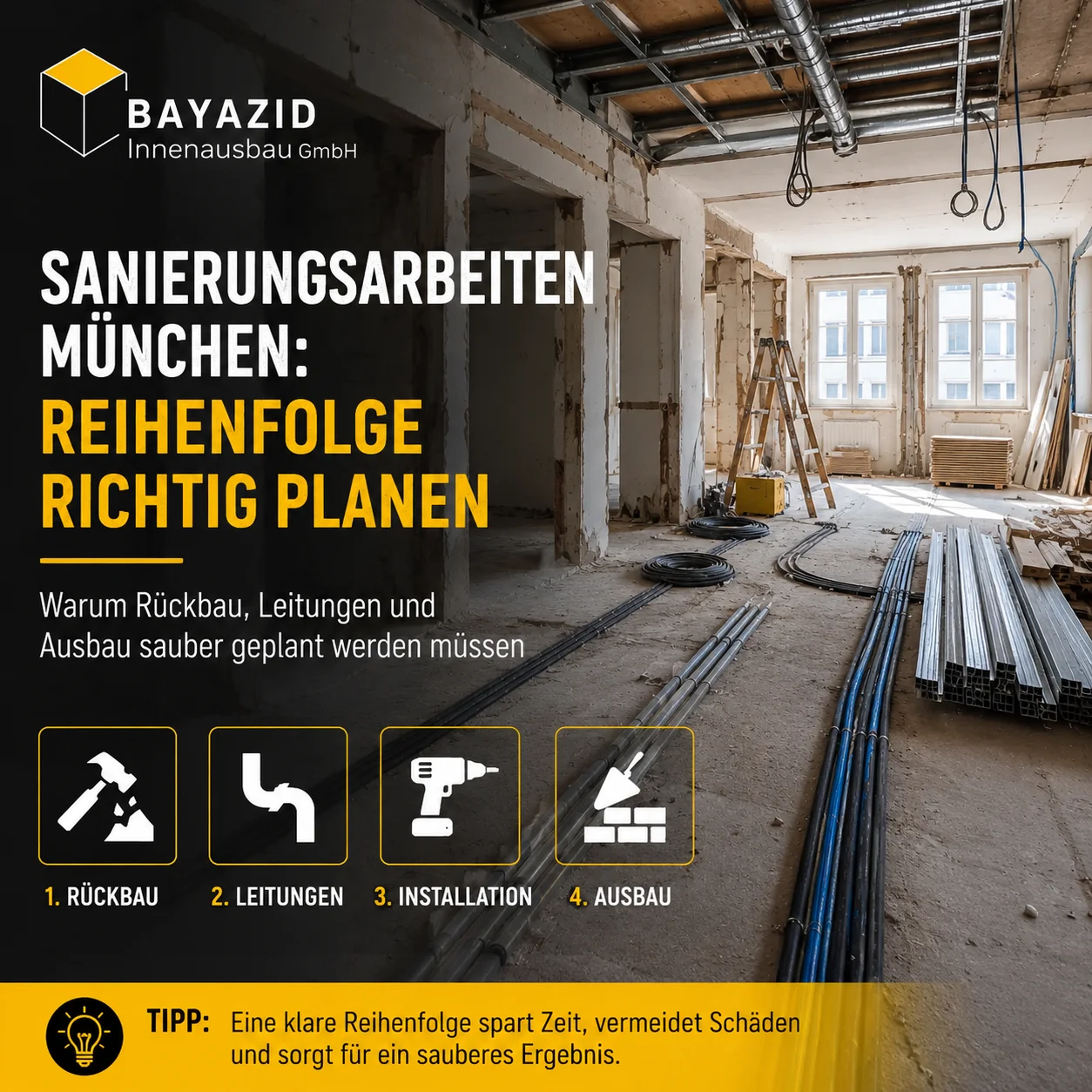 Sanierungsarbeiten München: Reihenfolge richtig planen