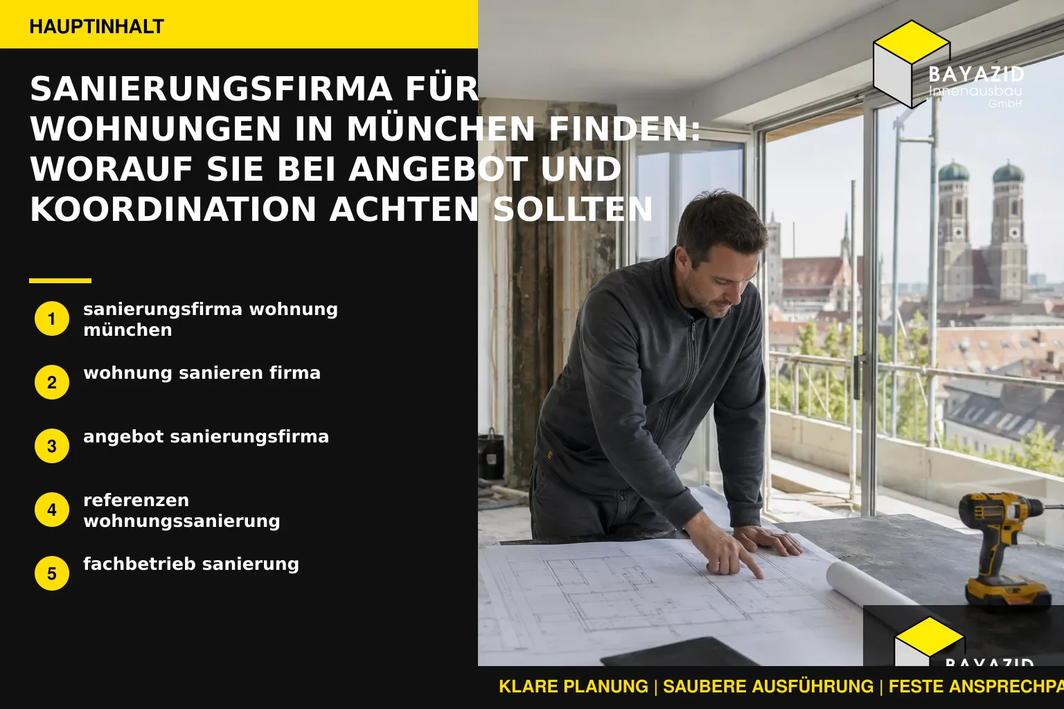 Sanierungsfirma für Wohnungen in München finden: Worauf Sie bei Angebot und Koordination achten sollten