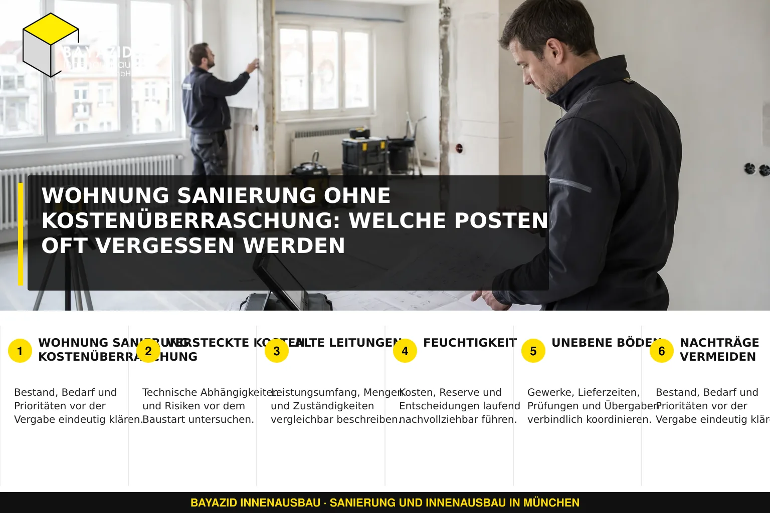 Wohnung Sanierung ohne Kostenüberraschung: Welche Posten oft vergessen werden