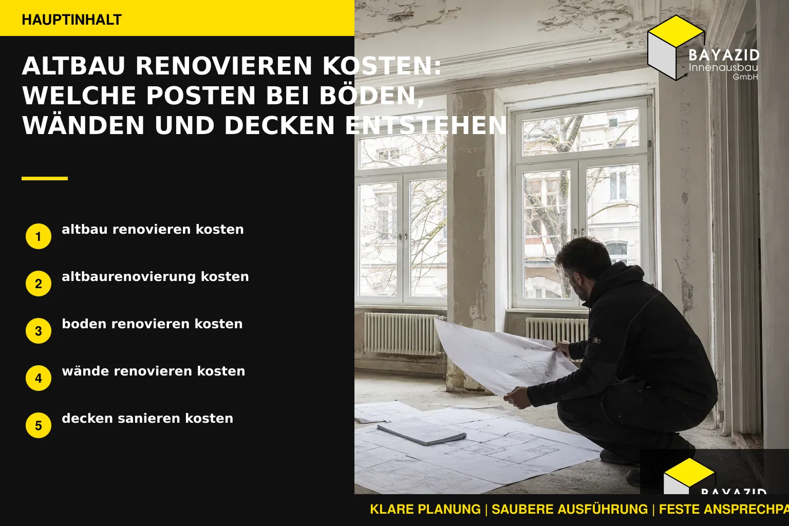 Altbau renovieren Kosten: Welche Posten bei Böden, Wänden und Decken entstehen