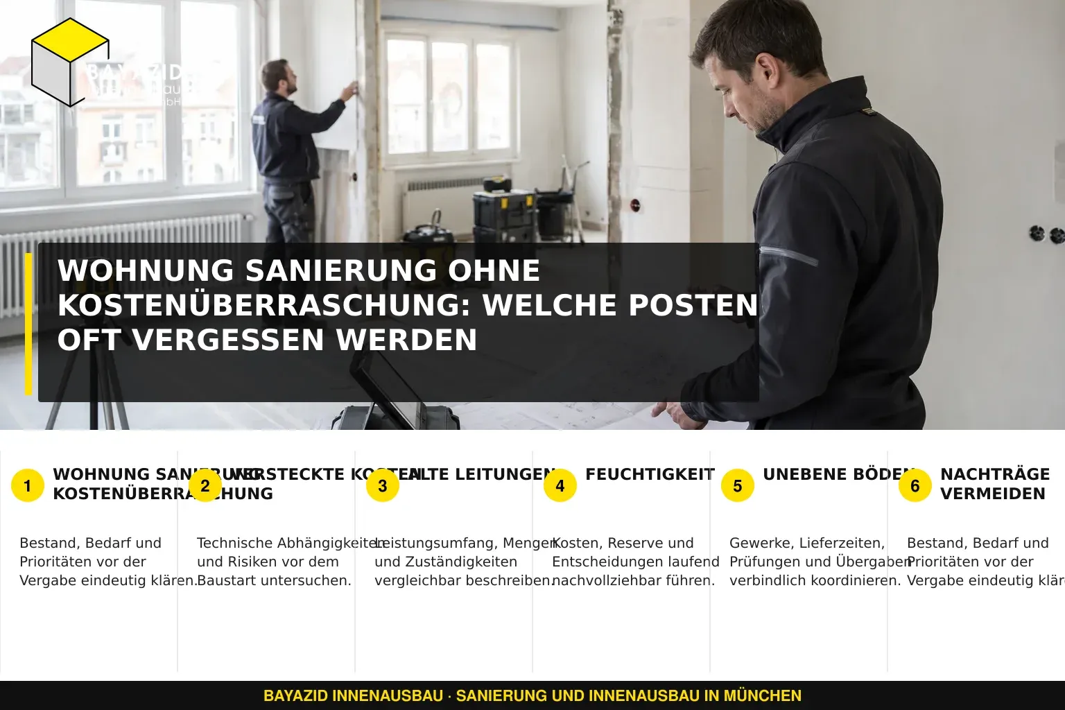 Wohnung Sanierung ohne Kostenüberraschung: Welche Posten oft vergessen werden