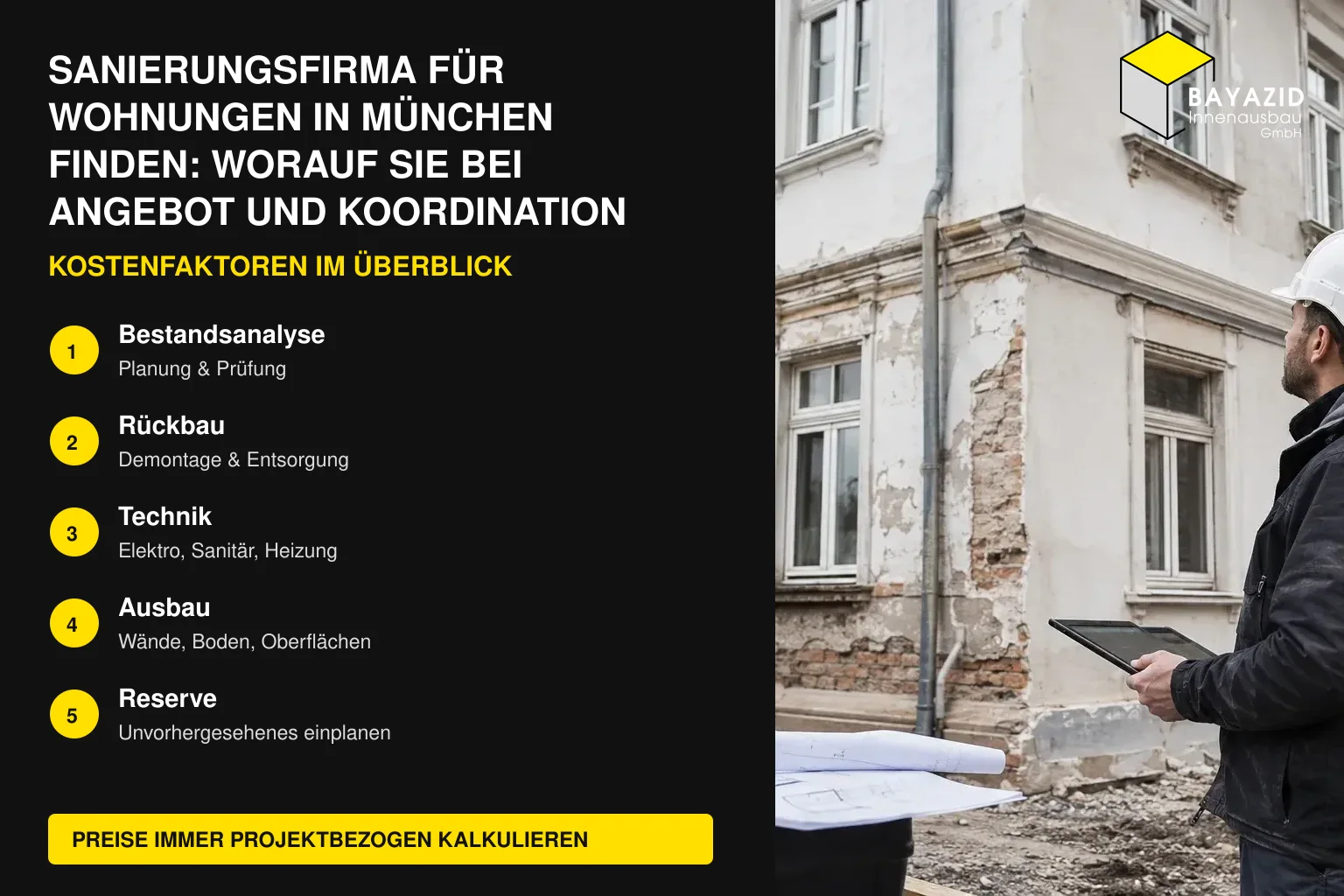 Sanierungsfirma für Wohnungen in München finden: Worauf Sie bei Angebot und Koordination achten sollten